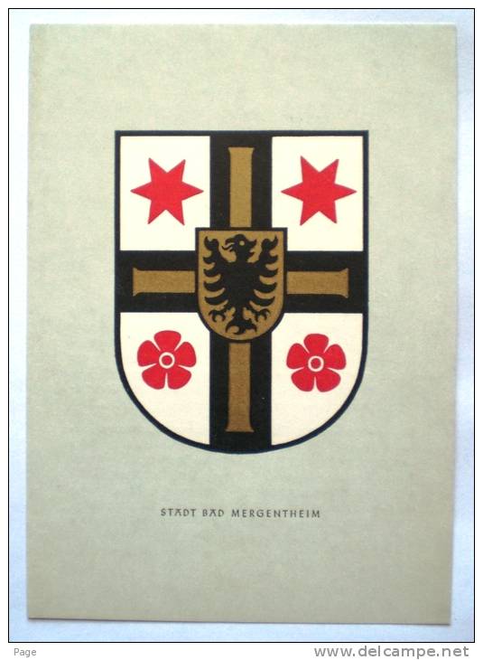 Bad Mergentheim,Stadtwappen,1960-1970, Mit Legende  Zur Erhebung Der Stadt Und Des Wappens Rückseitig, - Bad Mergentheim