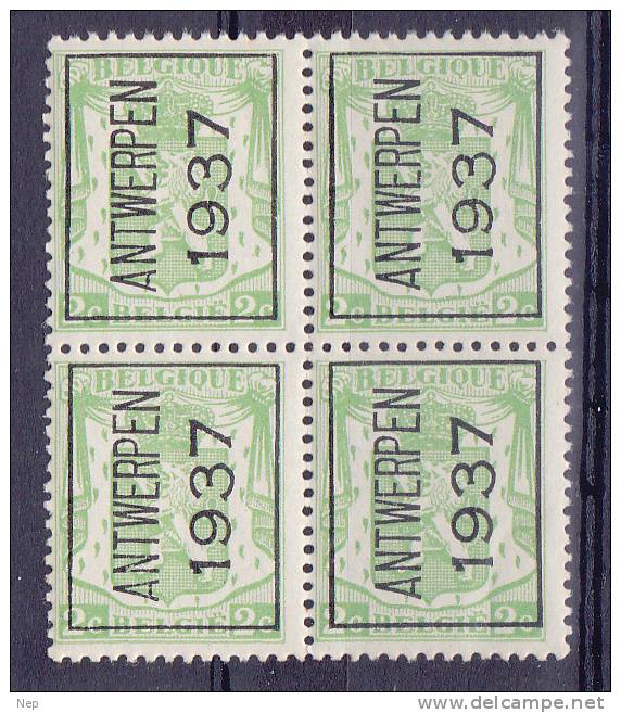 BELGIË - PREO - 1937 - Nr 320 A (Blok/Bloc 4) - ANTWERPEN 1937 - MNH** - Cote 30,80€ - Typo Precancels 1936-51 (Small Seal Of The State)