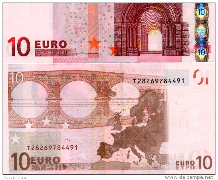 NOTES BANCONOTA BILLET DA 10 EURO T IRLANDA TRICHET K007.. UNC FDS ASSOLUTO RARA - 10 Euro