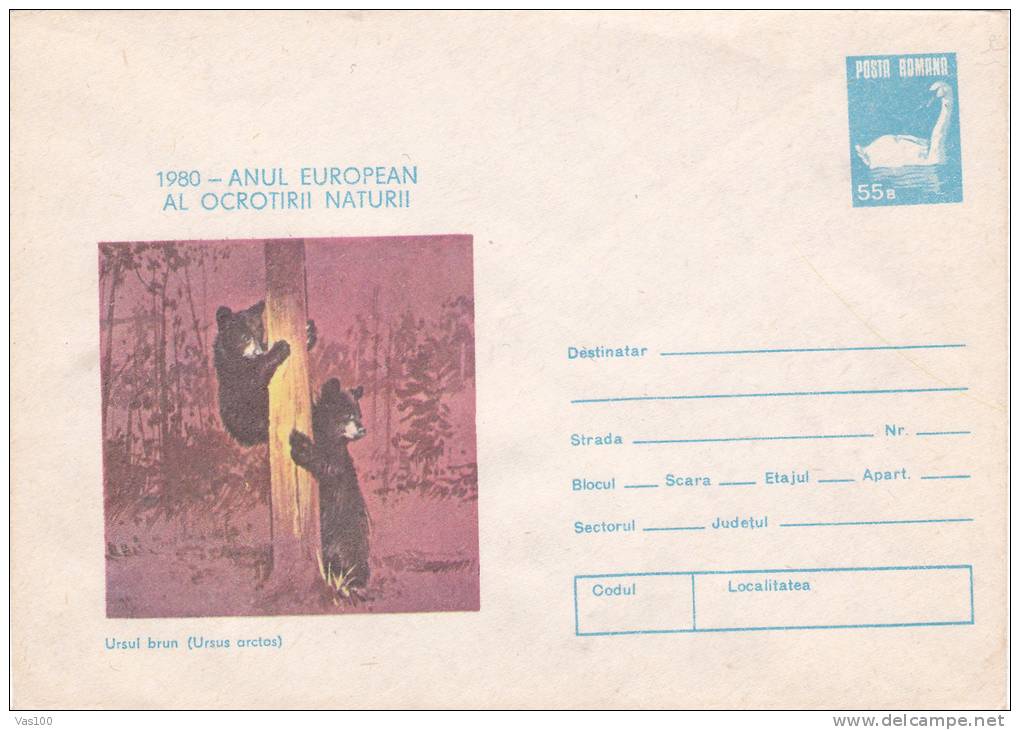 BEARS OURS, URSUS ARCTOS,1 ENTIER POSTAUX COVER STATIONERY 1980,UNUSED ROMANIA. - Ours