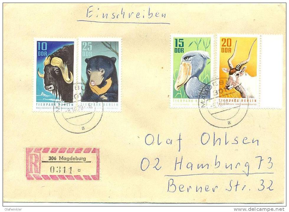 1970 Tierpark Berlin  Mi 1617-20 / Sc 1243-6 / YT 1308-11 Brief/lettre/on Letter [sim] - Storia Postale