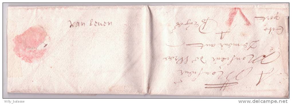 Lettre Datée De 1646 De Thonez ? Avec Port V à La Craie Rouge + Au Dos "Van Leuven".   RRR - 1621-1713 (Pays-Bas Espagnols)