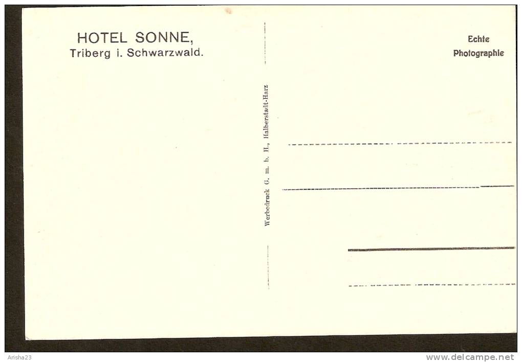 440. Germany, Hotel Sonne - Triberg I. Schwarzwald - Echte  Real Photo Postcard - Triberg