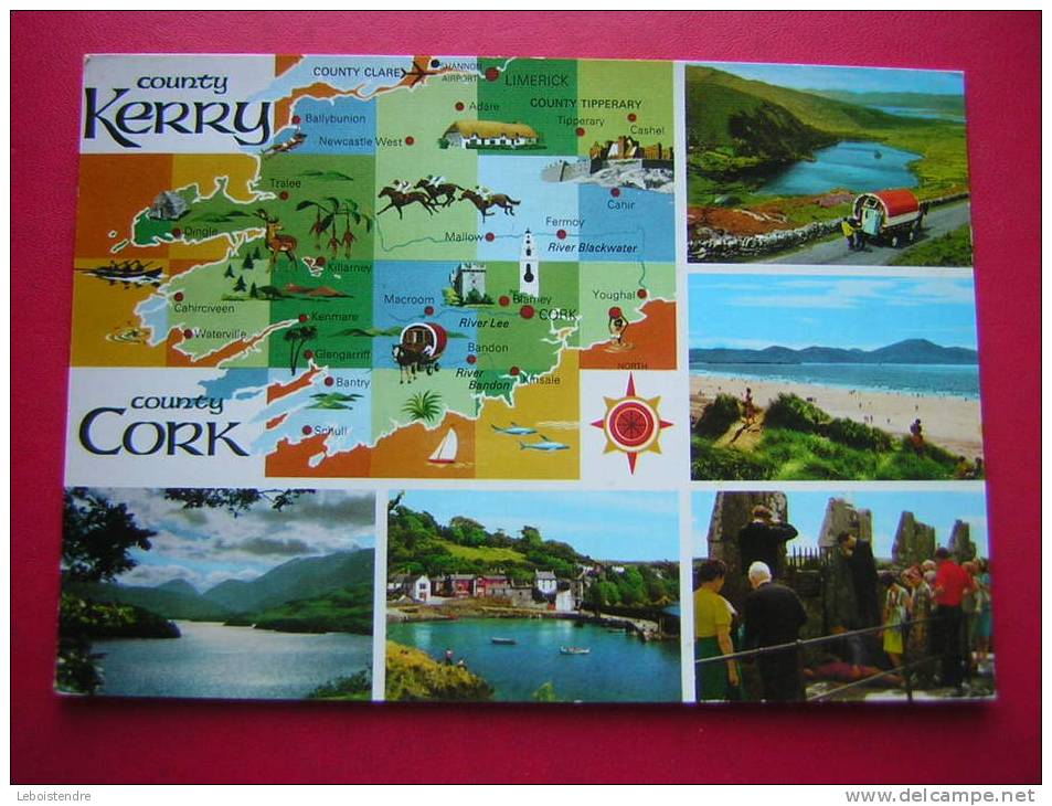CPM-IRLANDE-SOUTH-WEST IRELAND -COUNTY-KERRY-COUNTY CORK -MULTI-VUES -VOYAGEE1990 TIMBRE / STAMP - Cork