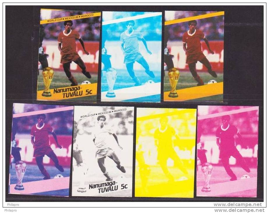 TUVALU  IMPERFORATED PROGRESSIVE COLOR TRIAL PROOFS  FOOTBALL  MEXICO 86  MNH  Lot64 - 1986 – Mexiko