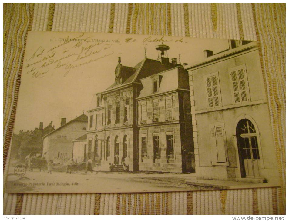 52 - CHALINDREY - L´HOTEL DE VILLE - CPA ECRITE EN 1904 -EDITION PAUL MONGIN - Chalindrey