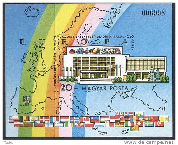 HUNGARY - MAGYAR P -  KSZE  - EUROPE - FLAGS - MADRID  - IMPERF  - 1983 - Europese Instellingen