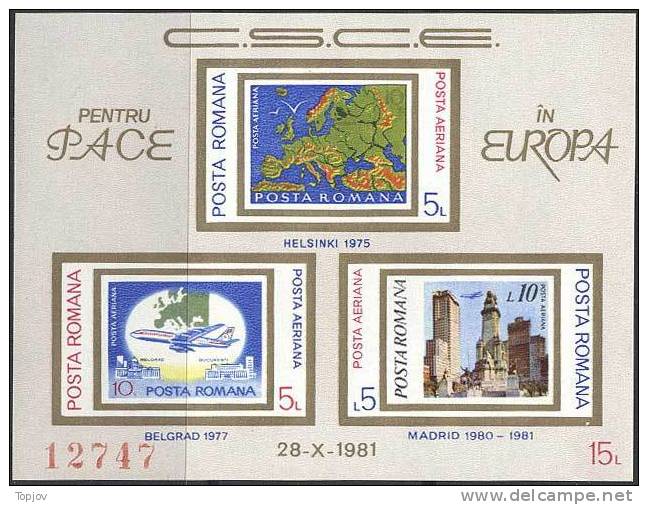 ROMANIA -  KSZE  - EUROPE - STAMPS On STAMPS  - IMPERF  - 1983 - EU-Organe