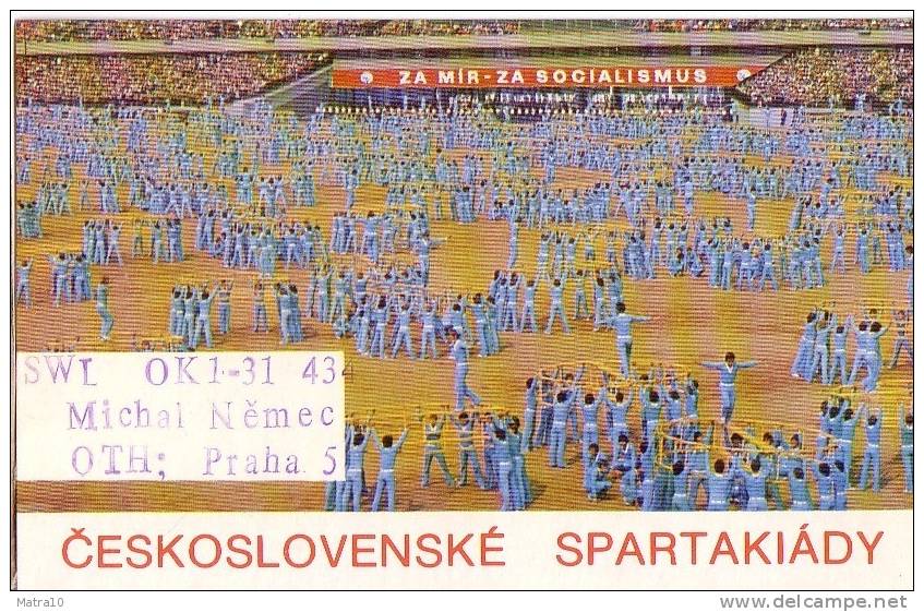 CARTE QSL CARD 1986 RADIOAMATEUR HAM OK-1 JEUX SPARTAKIADE PRAGUE PRAHA TCHECHOSLOVAQUIE CZECHOSLOVAKIA - Athlétisme