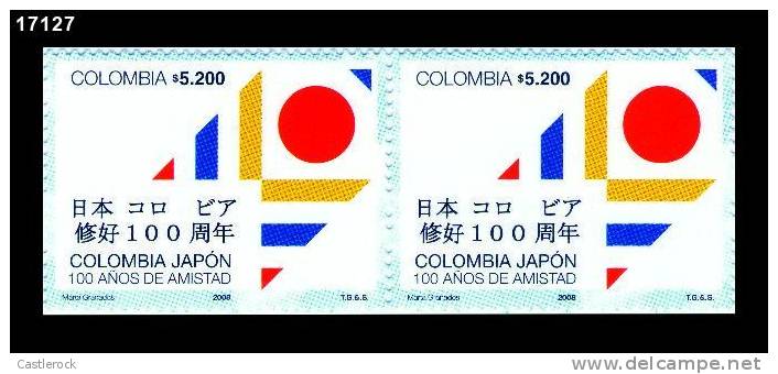 C)2008 COLOMBIA, PAIR, 100 YEARS OF FRIENDSHIP JAPAN- COLOMBIA, MNH.- - Colombie