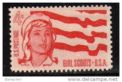 1962 USA Girl Scouts 50th Anniv. Stamp Sc#1199 Senior Girl Scout & Flag Scouting - Nuevos