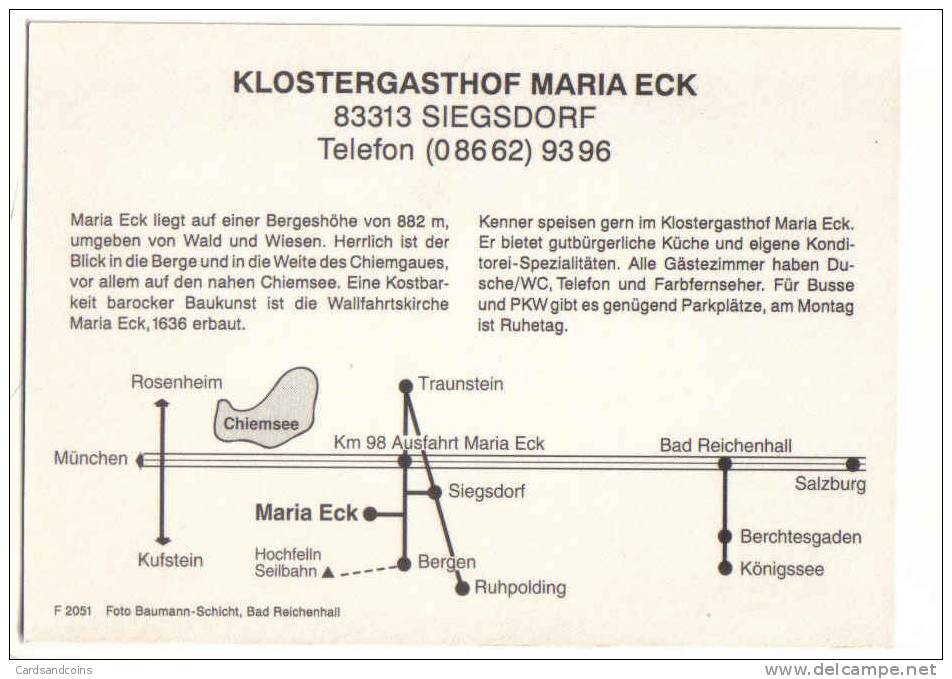 Siegsdorf Im Chiemgau :  Klostergasthof "Maria Eck"  - AK Bzw. Werbekarte - Chiemgauer Alpen