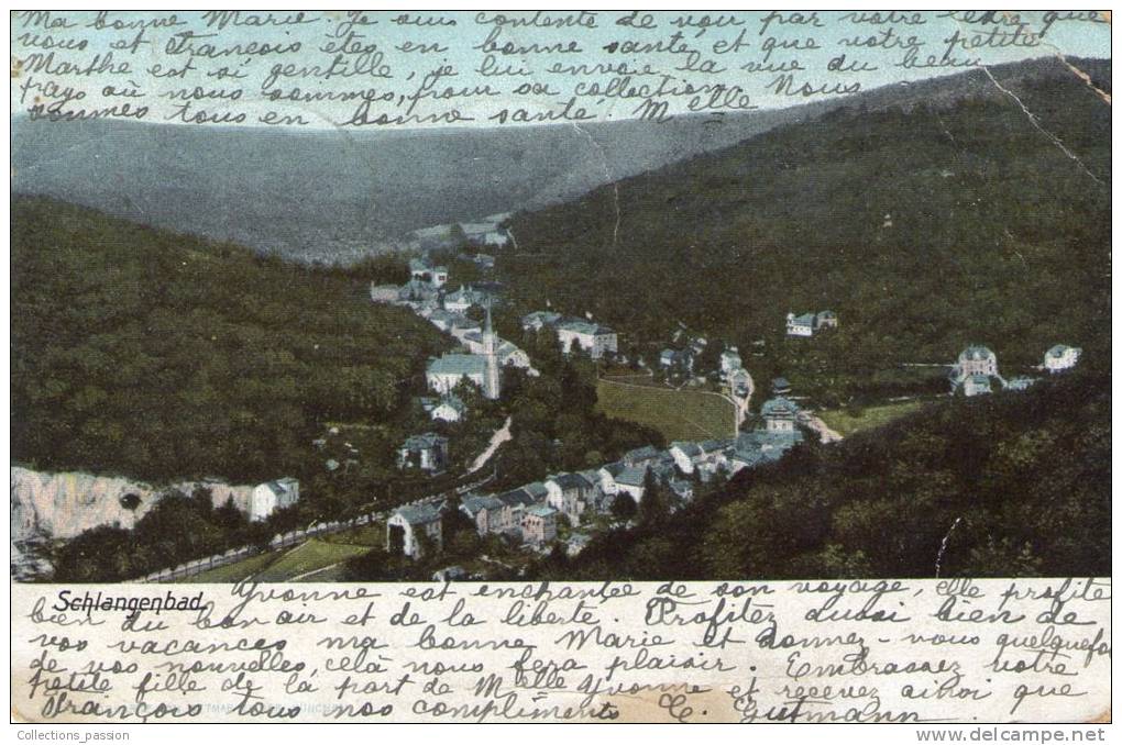 Cp , ALLEMAGNE , SCHLANGENBAD , Voyagée 1904 - Schlangenbad