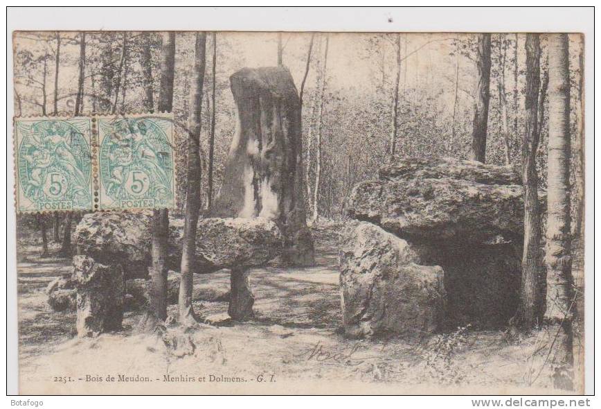 CPA  DOLMENS ET MENHIRS AU BOIS DE MEUDON - Dolmen & Menhire