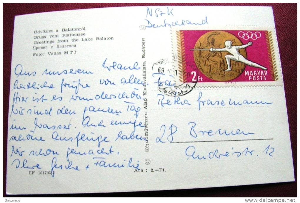 == Ungarn , Balaton ...ca. 1950 Briefmarke SPORT - Briefe U. Dokumente