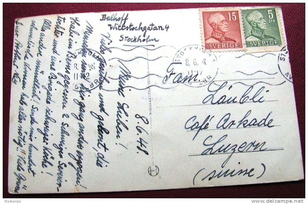 == Schweden Stockholh 1948 Nach Cafe Arkade Luzern - Lettres & Documents