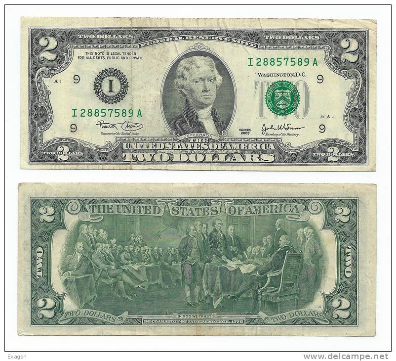 Banconota  Da  2 DOLLARI - The  United  States  Of  America  - Anno  Emissione  2003  -  Serie  I   9 - Biljetten Van De  Federal Reserve (1928-...)