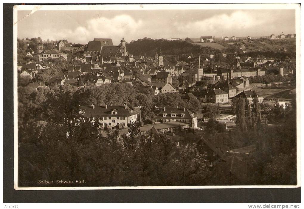 440. Germany Baden-Wurttemberg Schwaebisch Solbad Schwab Hall - Old Real Photo Postcard - Passed Schwab Hall Post - Schwaebisch Hall