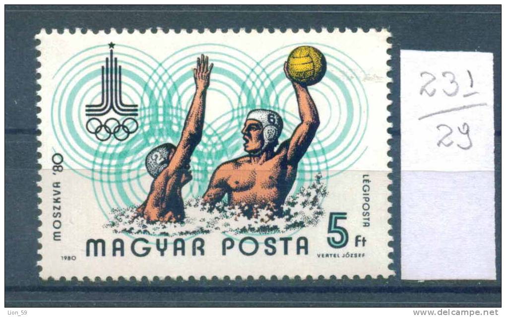 29K231 / SPORT Water Polo , Wasserball - 1980 -  Hungary Ungarn Hongrie Ungheria  ** MNH - Water Polo