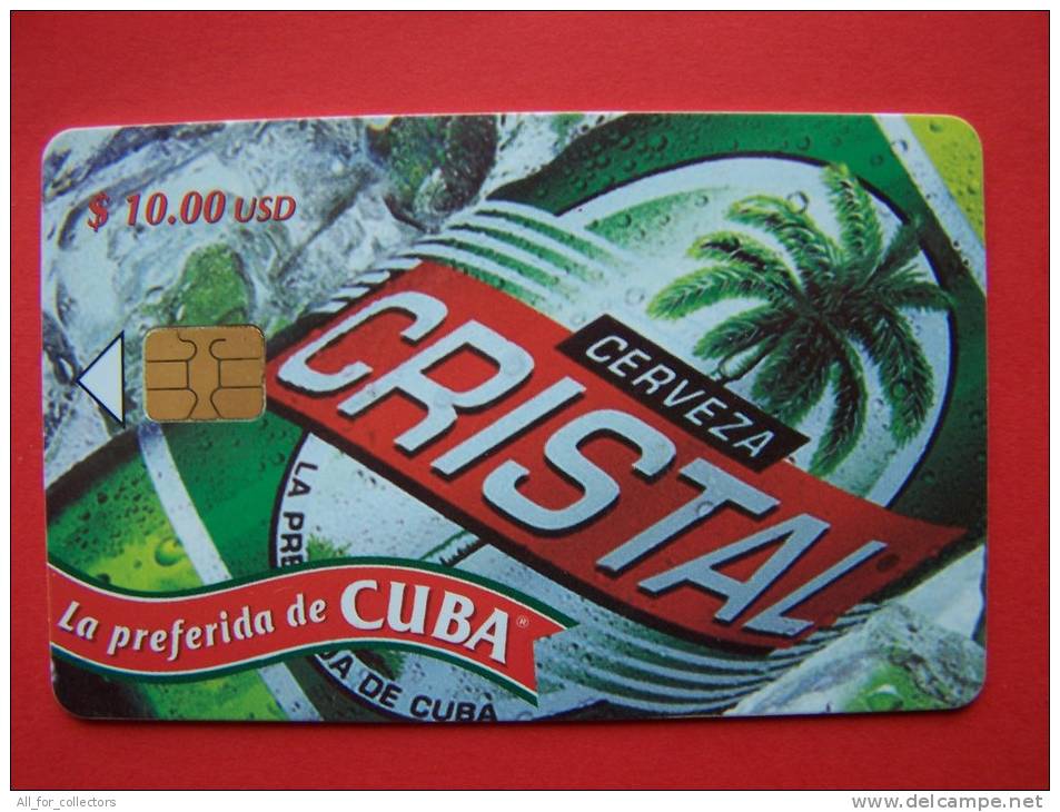 Chip Phone Card , $10 Etecsa, 50.000, Cerveza Cristal, Food, Beer, Bier  Advertising, - Cuba