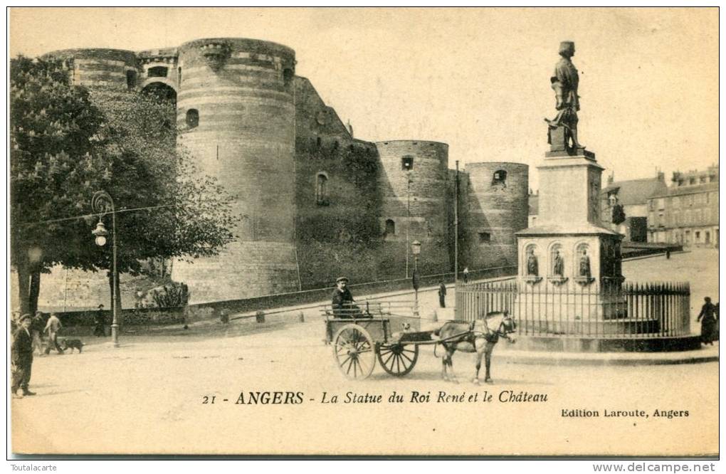 CPA 49 ANGERS LA STATUE DU ROI RENE ET LE CHATEAU 1914 - Angers