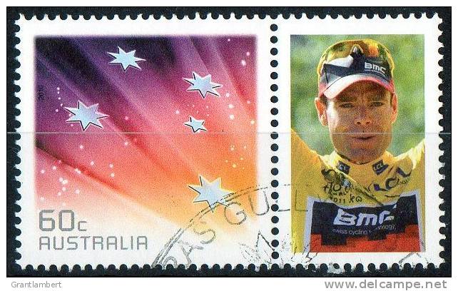 Australia 2011 60c Red Southern Cross With Cadel Evans Cycling Tour De France Tab CTO - - Gebraucht