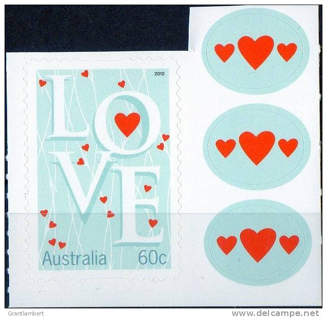 Australia 2012 Precious Moments 60c Love Self-adhesive MNH With 3 Love Stickers - Ungebraucht