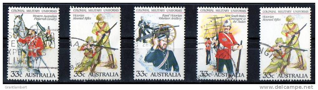 Australia 1985 Colonial Military Uniforms 33c Set Of 5 Used - - Used Stamps