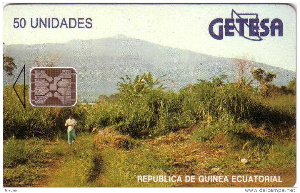 GUINEE EQUATORIALE LANDSCAPE GREY TEXT VERSO GLOSSY BRILLANT RECTO50U SC5 UT 9 N° GE - Guinea Equatoriale