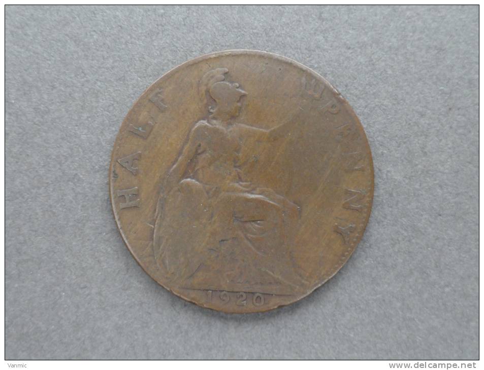 1920 - 1/2 Penny - Half Penny - Grande Bretagne - GEORGES V - C. 1/2 Penny