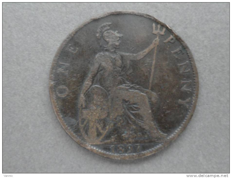 1897 - 1 Penny - Grande Bretagne - VICTORIA (Légèrement Tordue) - D. 1 Penny