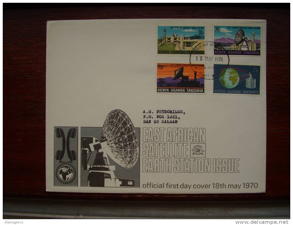 KUT 1970 East African SATELLITE EARTH STATION Full Set On FDC. - Kenya, Ouganda & Tanzanie