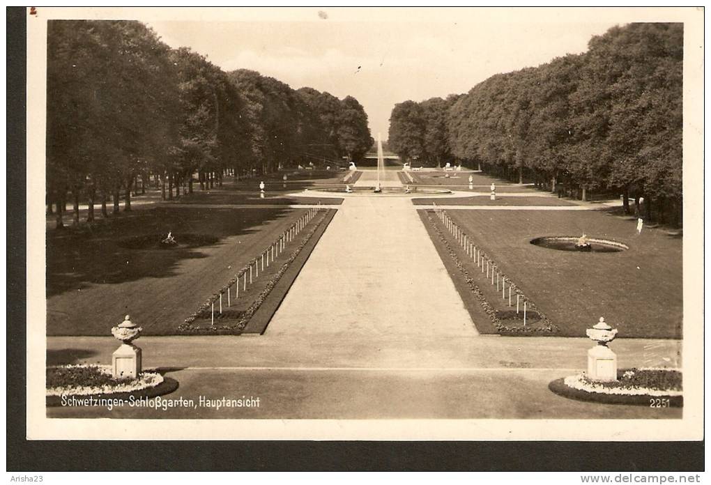 440. Germany Baden-Wurttemberg Schwetzingen - Schlossgarten Hauptansicht - Old Original Photo Postcard - Posted In 1932 - Schwetzingen