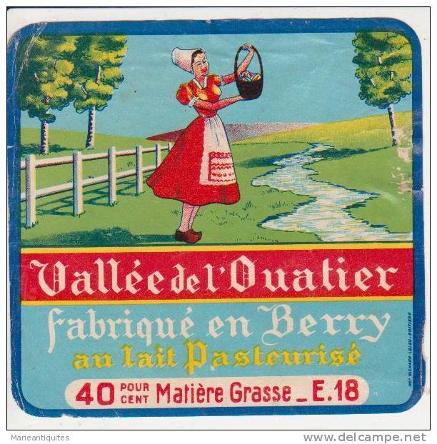 Etiquettes Seule De Boite à Fromage - Vallée De L ' Ouatier - Fabriqué En Berry - Altri & Non Classificati