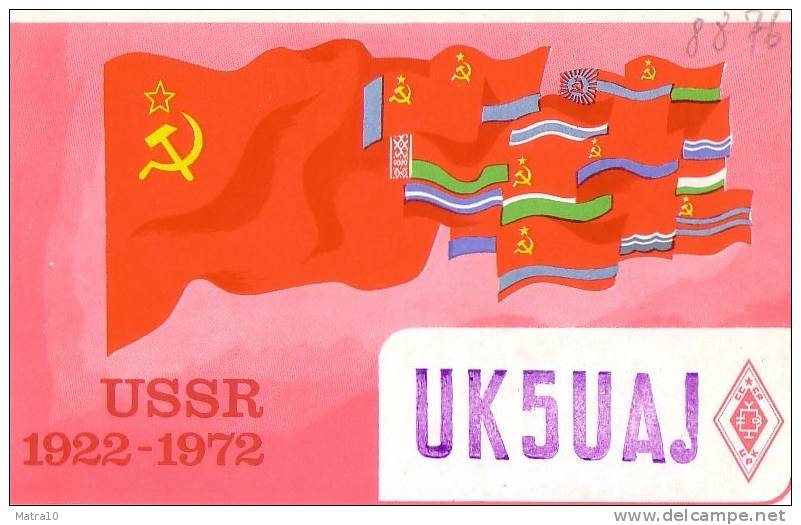 CARTE QSL CARD CQ 1979 RADIOAMATEUR HAM UK-5 KIEV DRAPEAU FLAG RUSSIA MOSCOW LENIN  COMMUNIST SOCIALISM USSR URSS CCCP - Politieke Partijen & Verkiezingen