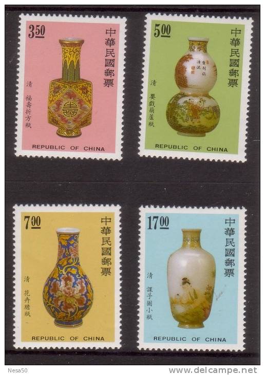 Taiwan Formosa Postfris 1992 Mi Nr 2058-2061 Palastmuseum  Kunst Glazen Vazen - Unused Stamps