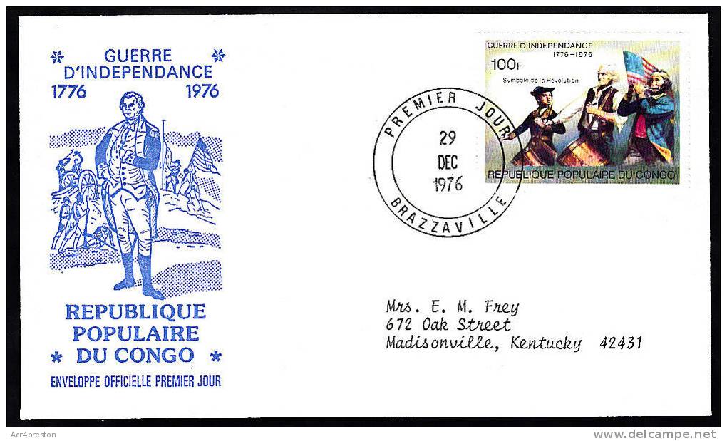 Cov201 RP Congo 1976, French War Of Independance, FDC - FDC