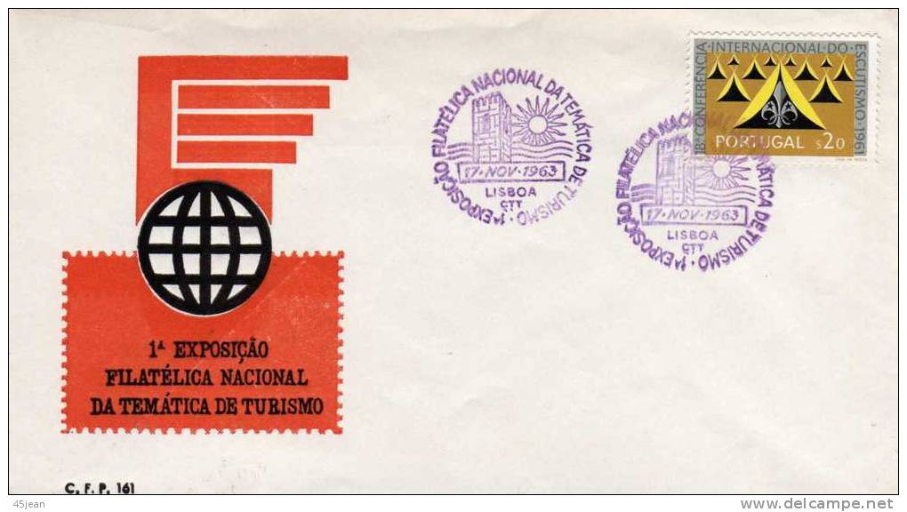 Portugal: 1963 Enveloppe 1ère Exposition Nationale De Philatélie Tématique Timbre Scoutisme - Brieven En Documenten