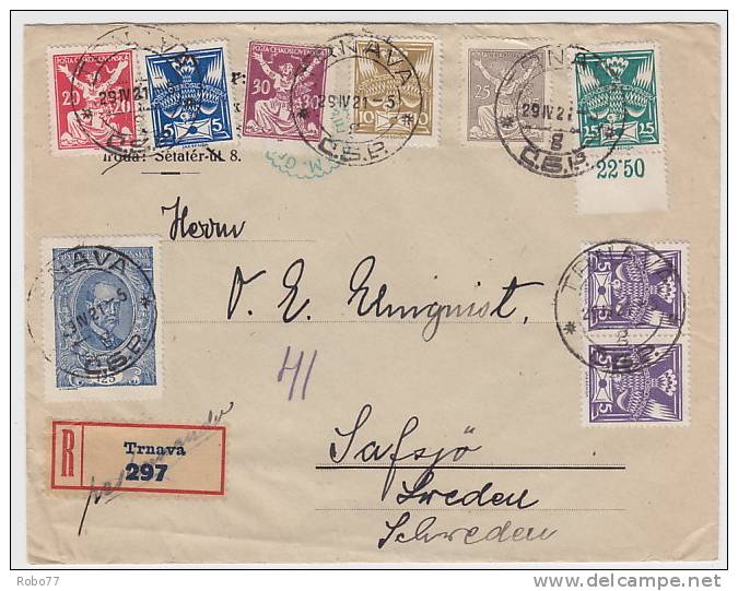 1921 Czechoslovakia Multifranked Cover Sent To Sweden. Trnava 29.IV.21. (A06188) - Covers & Documents