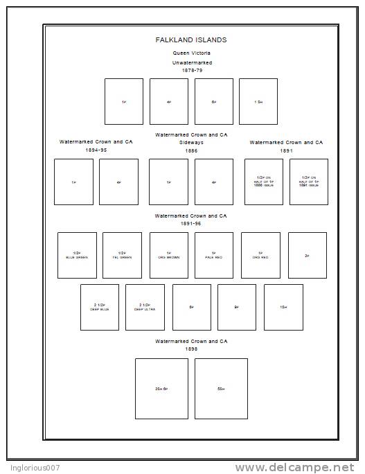 FALKLAND ISLANDS STAMP ALBUM PAGES 1878-2011 (159 Pages) - English