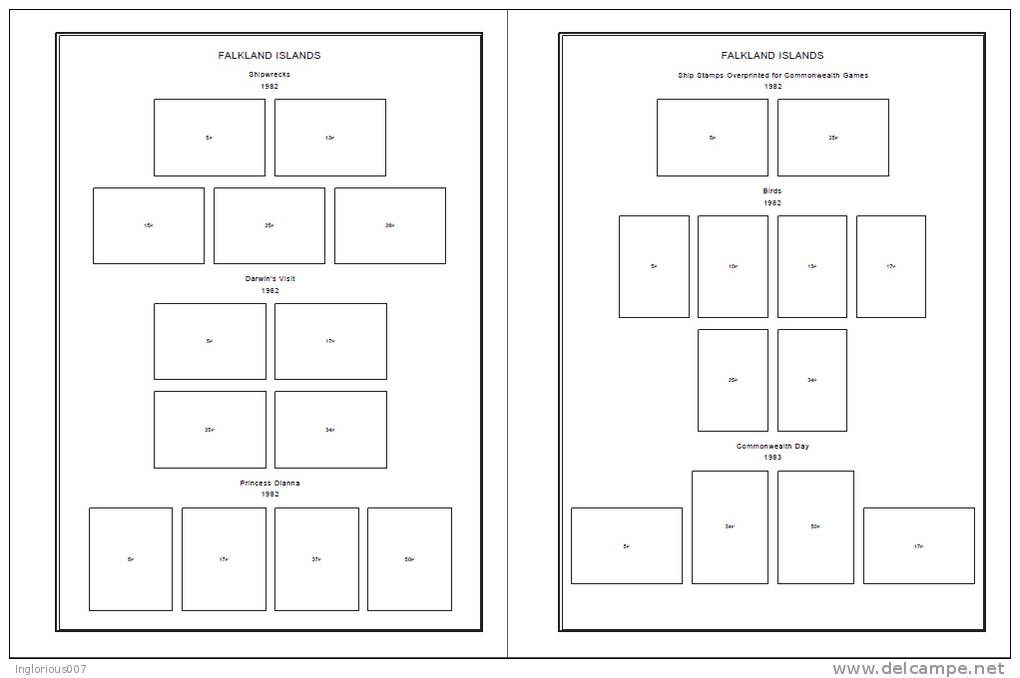 FALKLAND ISLANDS STAMP ALBUM PAGES 1878-2011 (159 pages)