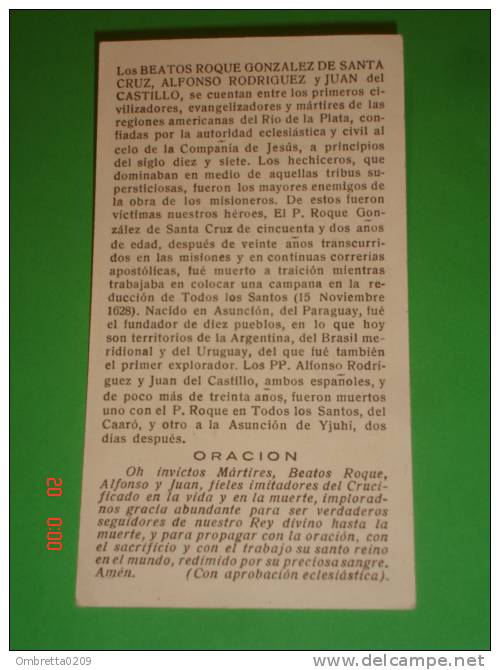 Rocco González - Alonso Rodriguez -  Juan Del Castillo - Sacerdoti Compagnia Di Gesù E Martiri-Caaro, Brasile-Mariani - Images Religieuses