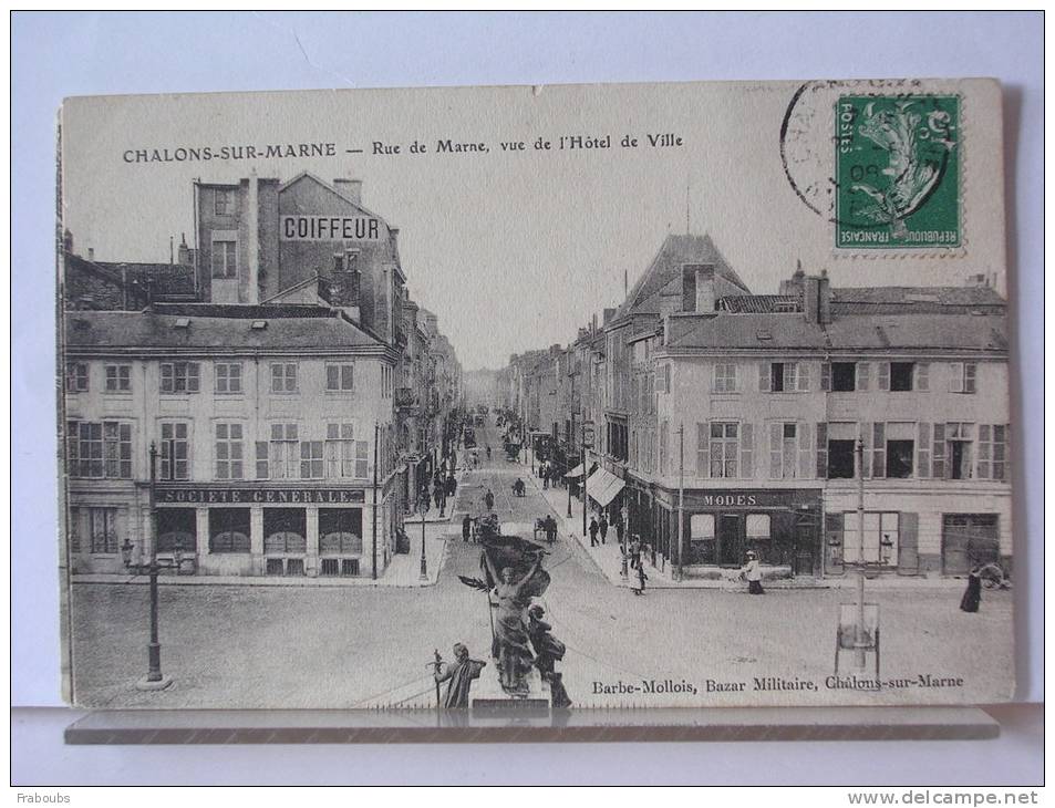 (51) - CHALONS SUR MARNE - RUE DE MARNE, VUE PRISE DE L´HOTEL DE VILLE - ANIMEE - 1909 - Châlons-sur-Marne