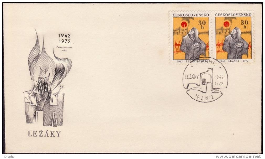 CZECHOSLOVAKIA 1972 30th Anv. Destruction Of  Lezaky And Ludice FDC X4 Pc [D8679] - FDC