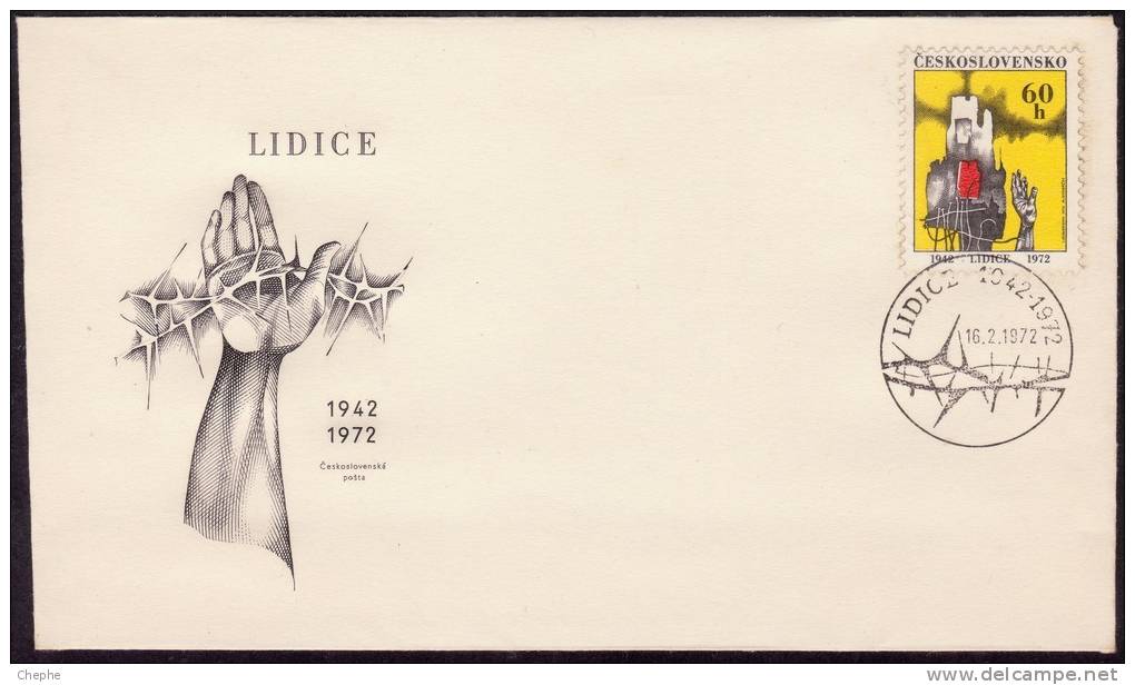 CZECHOSLOVAKIA 1972 30th Anv. Destruction Of  Lezaky And Ludice FDC X4 Pc [D8679] - FDC