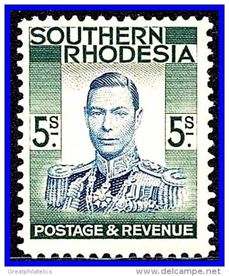 SOUTHERN RHODESIA  1937 KING GEORGE VI 5/- SC#54//SG#52 VF MLH (D019) - Südrhodesien (...-1964)