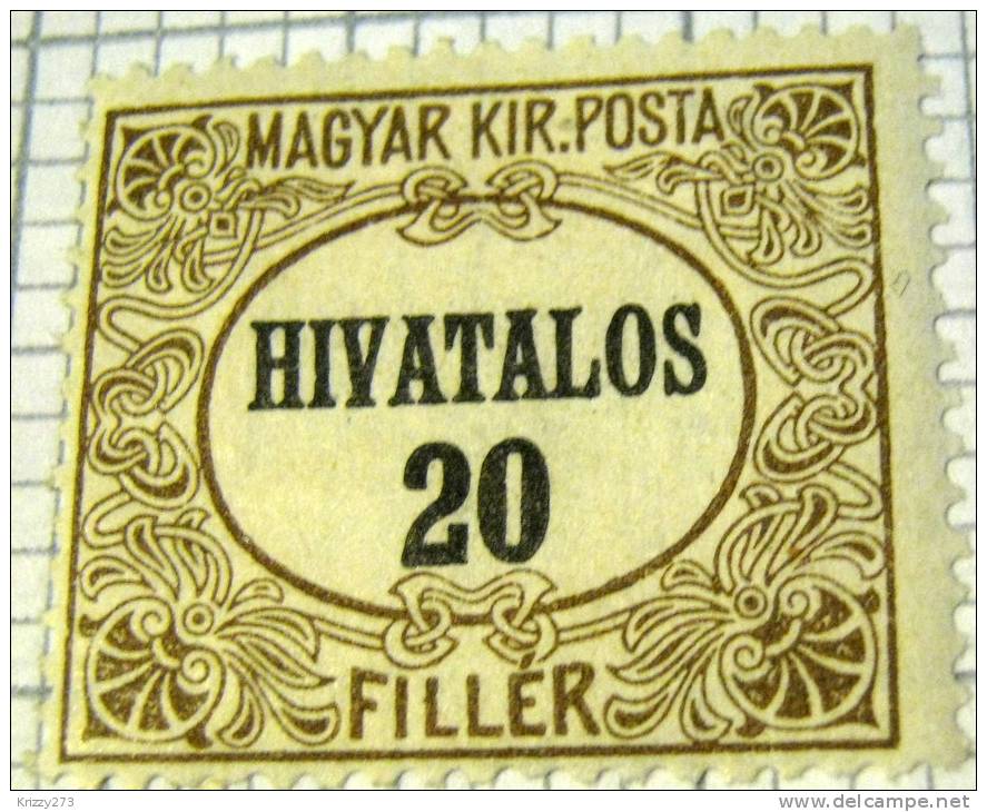 Hungary 1921 Official Stamp 20f - Mint Hinged - Service