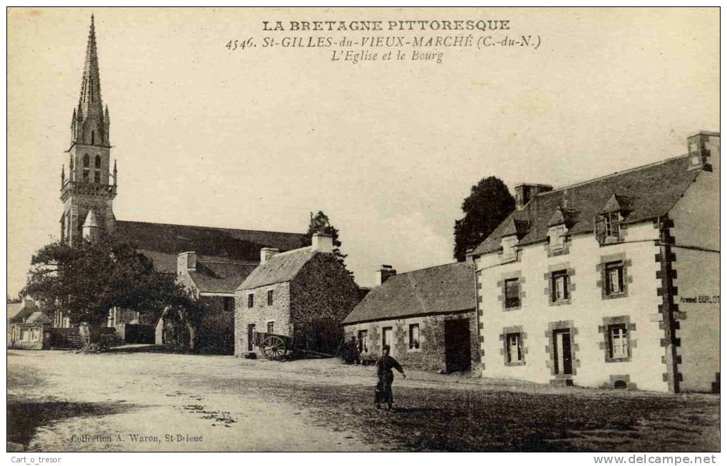 CPA 22 SAINT-GILLES-VIEUX-MARCHÉ - L´ÉGLISE ET LE BOURG - TBE - Édit. Waron N° 4546 - Saint-Gilles-Vieux-Marché