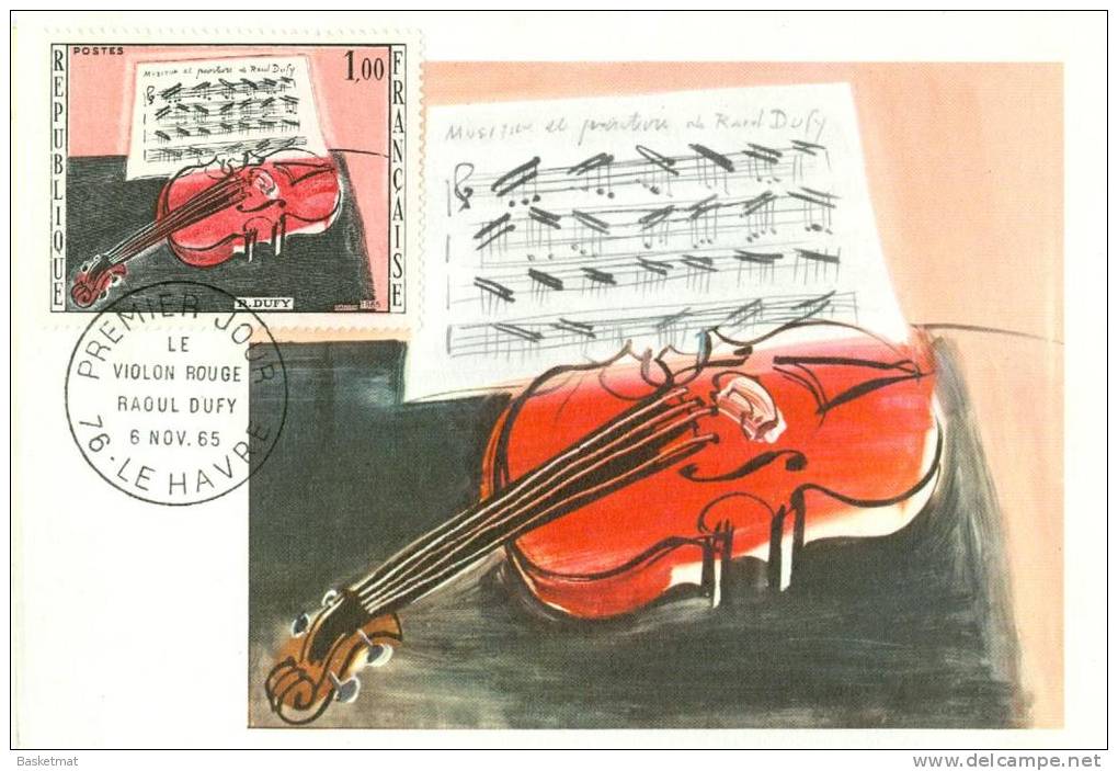 FRANCE CARTE MAXIMUM DUFY LE VIOLON ROUGE 1965 - Impressionisme