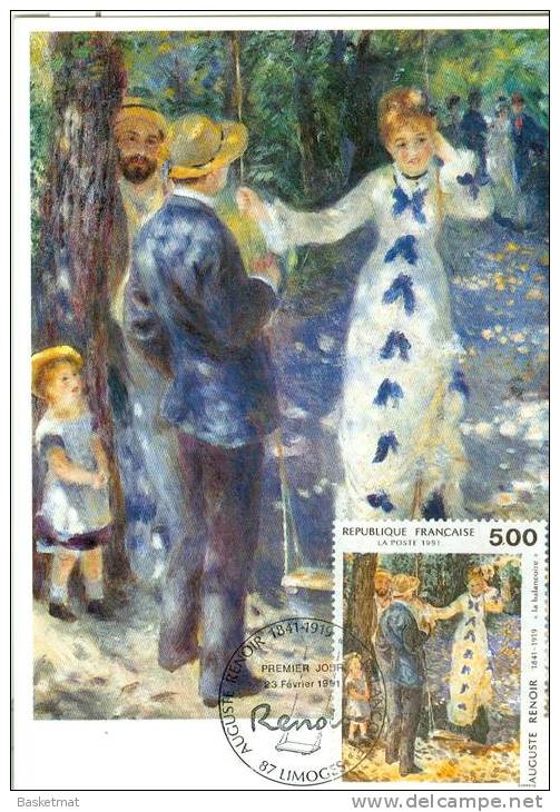 FRANCE CARTE MAXIMUM RENOIR LA BALANCOIRE 1971 - Impressionisme